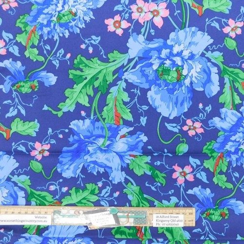 Quilting Patchwork Fabric Sewing Kaffe Papaver Blue 50x55cm FQ Carousel 1