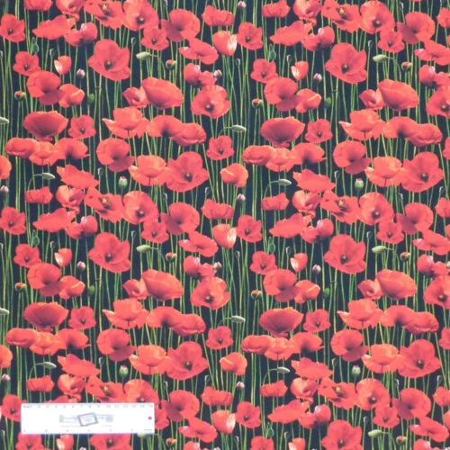 Patchwork Quilting Sewing Fabric ANZAC Poppys 50x55cm FQ Carousel 1