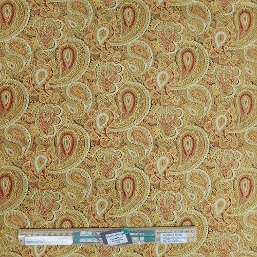 Quilting Patchwork Fabric Sewing Luxe Paisley Gold 50x55cm FQ Carousel 1