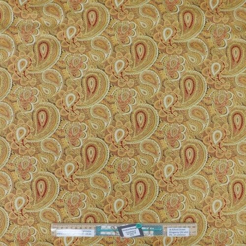 Quilting Patchwork Fabric Sewing Luxe Paisley Gold 50x55cm FQ Carousel 2