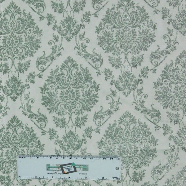 Quilting Patchwork Sewing Fabric White with Metallic Silver 50x55cm FQ New Carousel 1