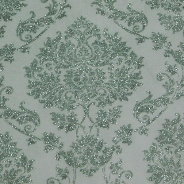 Quilting Patchwork Sewing Fabric White with Metallic Silver 50x55cm FQ New Carousel 2