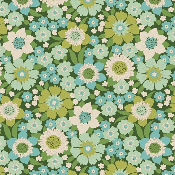 Quilting Patchwork Fabric TILDA Wallflower Lauren Green 50x55cm FQ Carousel 1