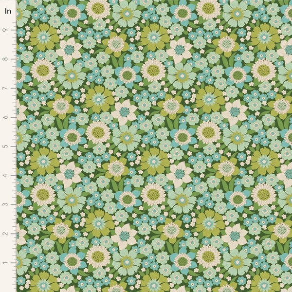 Quilting Patchwork Fabric TILDA Wallflower Lauren Green 50x55cm FQ Carousel 2