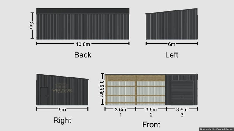 Kitset 3 Bay Shed - 1 Enclosed and 2 open - 6m deep Carousel 4