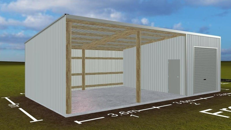 Kitset 3 Bay Shed - 1 Enclosed and 2 open - 6m deep Carousel 1