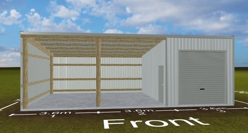 Kitset 3 Bay Shed - 1 Enclosed and 2 open - 6m deep Carousel 2