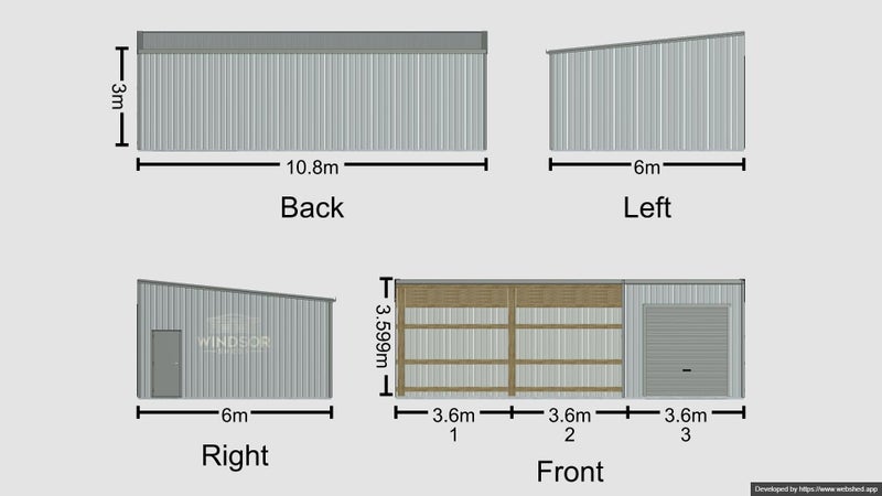 Kitset 3 Bay Shed - 1 Enclosed and 2 open - 6m deep Carousel 3