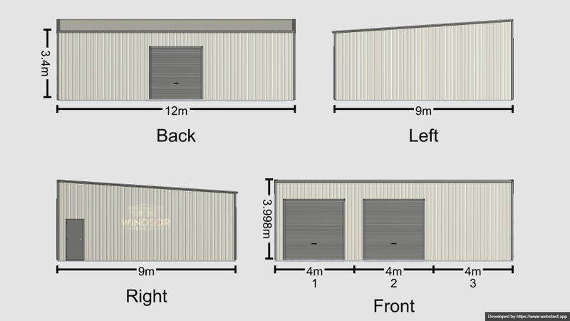 108m2 Enclosed shed - 3 Bays 9m deep Carousel 5