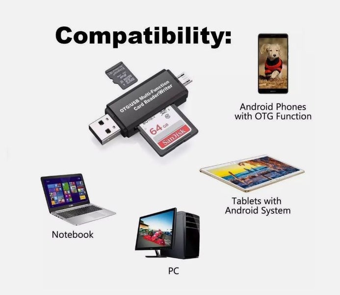 SD Card Reader Micro USB OTG to USB 2.0 Adapter TF Micro for Mobile Phone PC Carousel 3