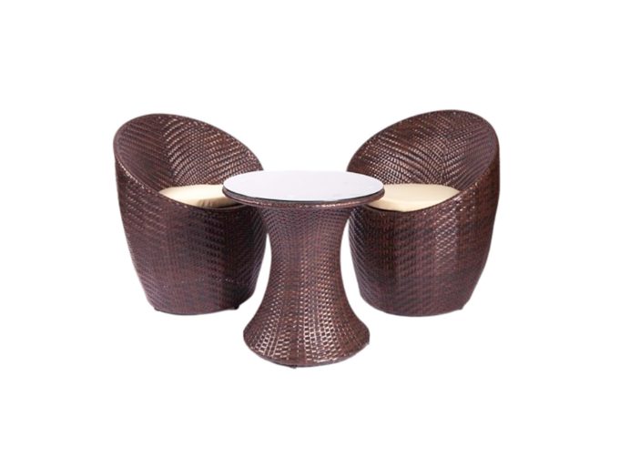 Brown PE/PVC Rattan Round 2 Chairs & 1 Side Table Set63616666498562112