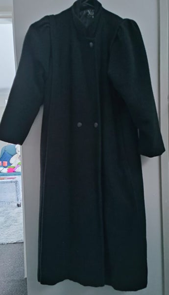 NALLA BLACK WOOL TRENCH COAT made in nz size 10 Carousel 1