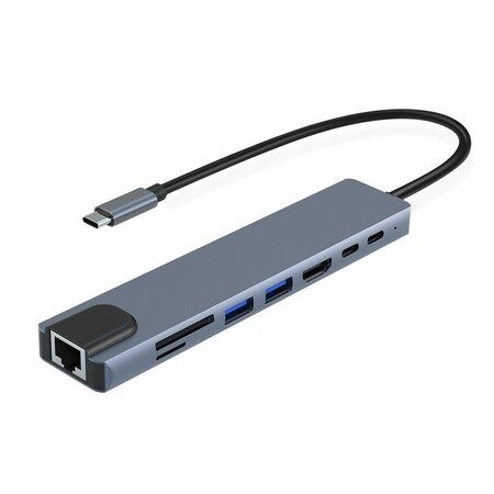 8in1 USB C Hub Multi Port Adapter with SD TF Card Slot 4K HDMI and 100W PD Carousel 8