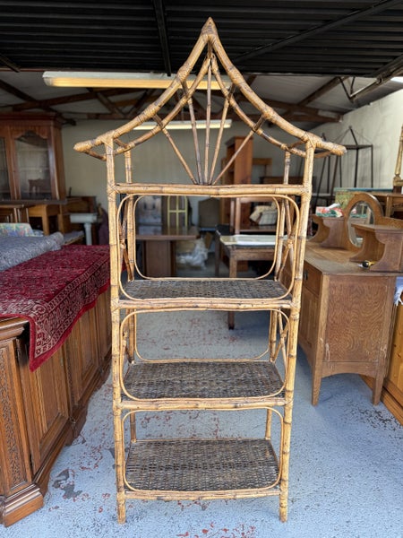 Vintage Chinoiserie Bamboo Shelving Unit Carousel 2