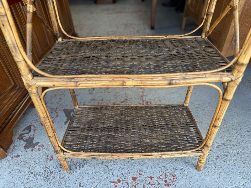 Vintage Chinoiserie Bamboo Shelving Unit Carousel 20