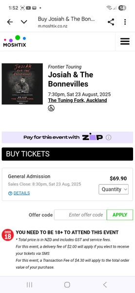 Concert tickets Josiah & The Bonnevilles Carousel 1
