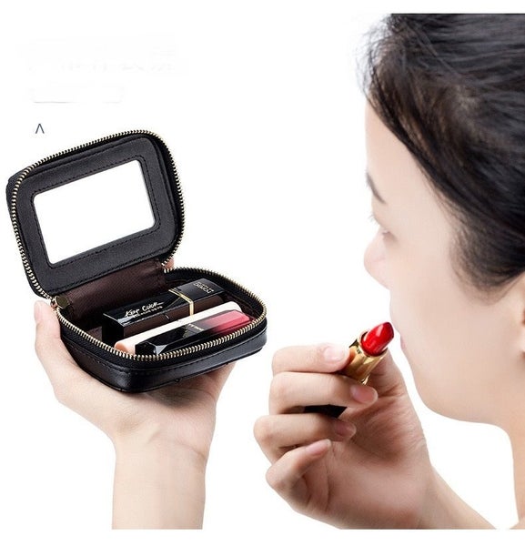 Genuine Leather Make Up Wallet With Mirror TC05 | TOUCHANDCATCH NZ Carousel 2