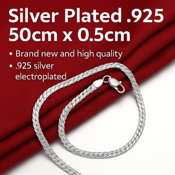 .925 Silver Heart Chain Necklace – 50cm Silver Plated Jewellery Carousel 1