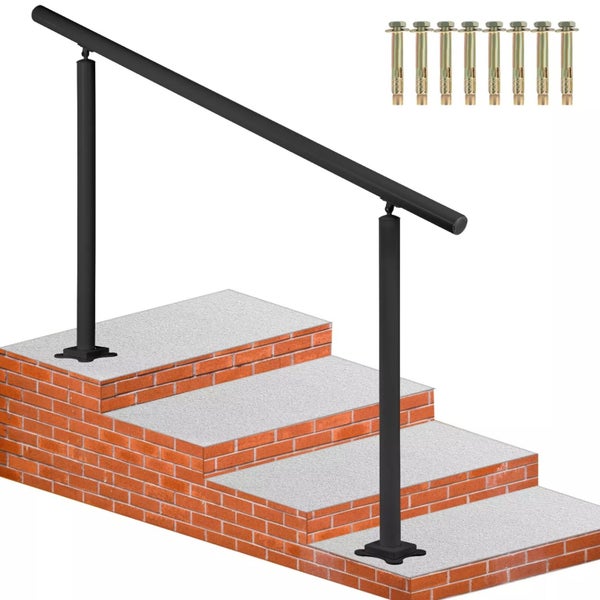 New Handrail for Outdoor Steps Aluminum Stair Fit 0-5 Steps Handrail Railing Carousel 1
