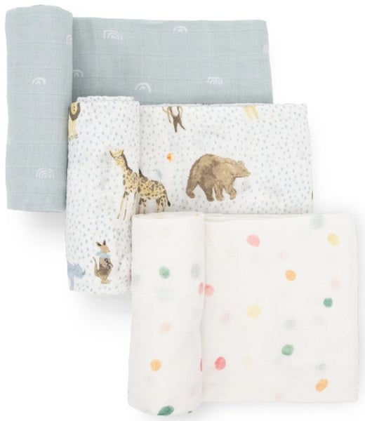 Little Unicorn: Cotton Muslin Swaddle Gift Set - Party Animals (3 Pack) Carousel 1