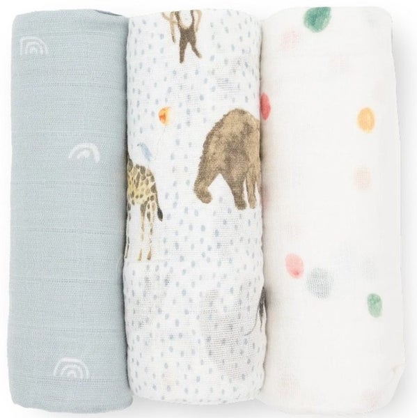 Little Unicorn: Cotton Muslin Swaddle Gift Set - Party Animals (3 Pack) Carousel 2