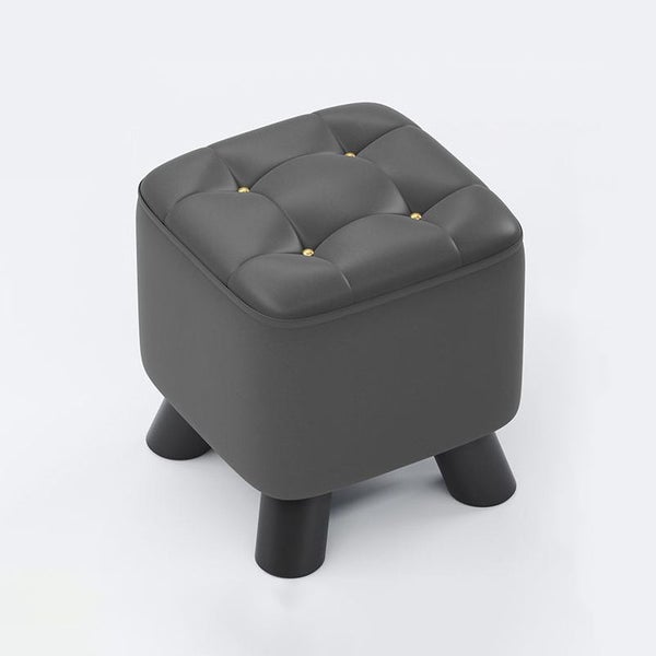 Small Square Ottoman Foot Rest Stool Faux Leather Padded Seat - Dark Grey Carousel 10