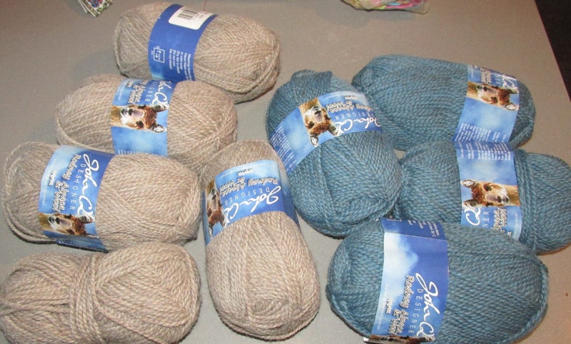 8 Balls Wool Alpaca Blend 8 ply / Double Knit Blue & Beige Suit Small Project Carousel 2