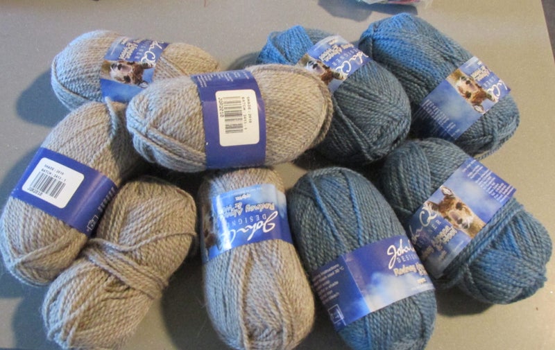 8 Balls Wool Alpaca Blend 8 ply / Double Knit Blue & Beige Suit Small Project Carousel 1