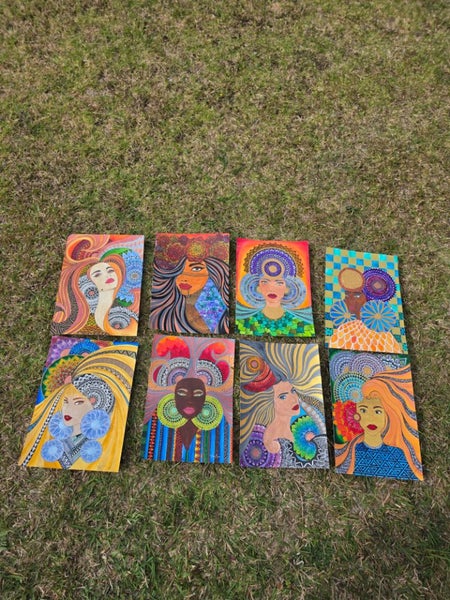 8 x A3 Mix media Abstract Portraits Carousel 1