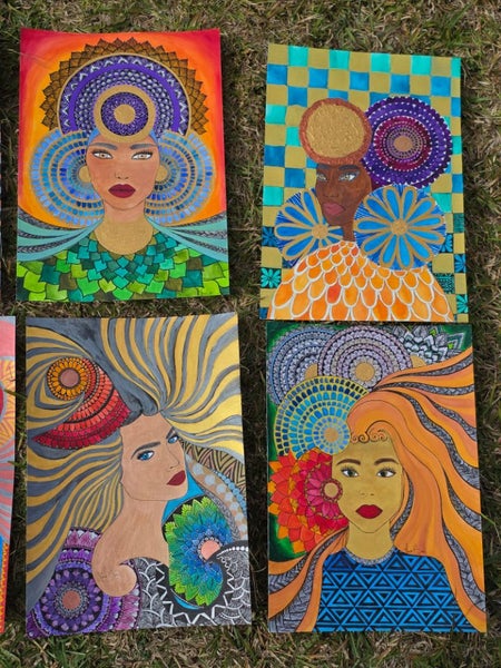 8 x A3 Mix media Abstract Portraits Carousel 2