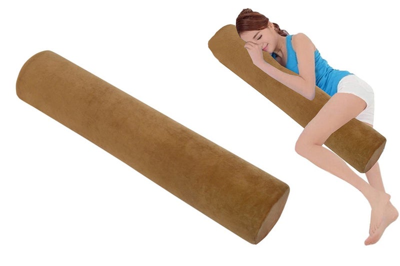 Natural Latex Body Pillow Springy Long Leg Pillow with Cover for Sleeping-Brown Carousel 1