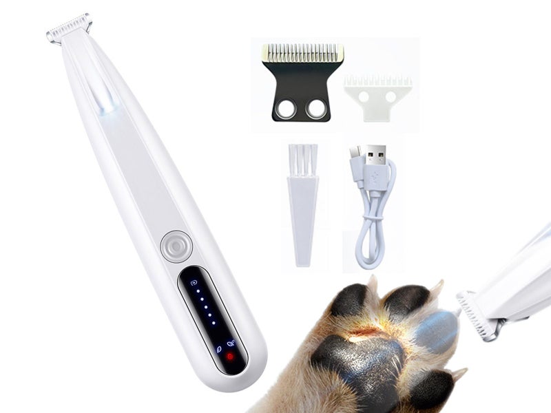 Electric Dog Paw Trimmer with LED Light Rechargeable Pet Clipper Carousel 1