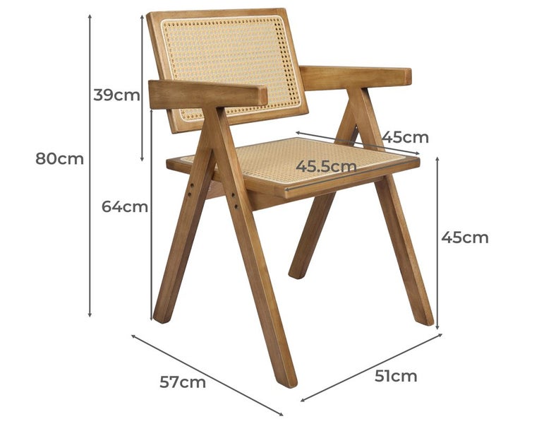 Levede 1x Armchair Dining Chair Wicker Wooden Chairs Rattan Accent Lounge Seat Carousel 2