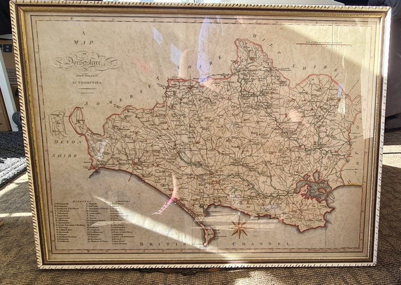 Framed Map of Dorsetshire UK Carousel 1