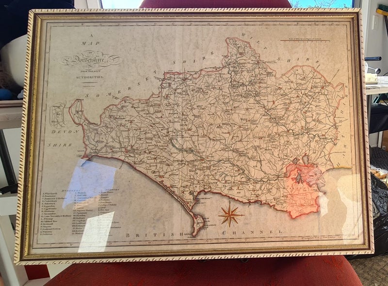 Framed Map of Dorsetshire UK Carousel 2