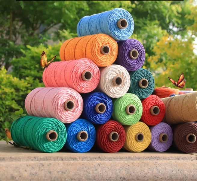 NEW Crafts Macrame Cord Cotton Rope Twisted Braided String 3mmx100m Thread Carousel 1