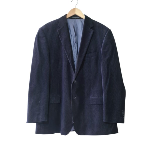 Rembrandt corduroy blazer mens xl (116R) midnight blue 100% pure cotton jacket Carousel 1
