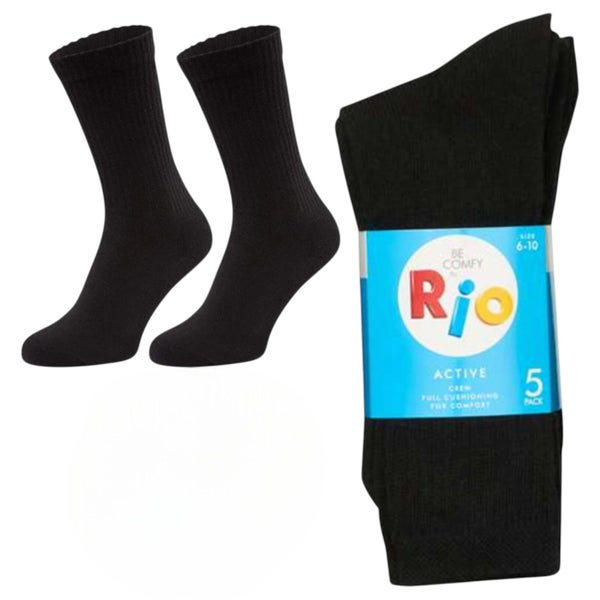 4 x Rio Mens Business Crew Socks Cotton Rich - Black Carousel 1