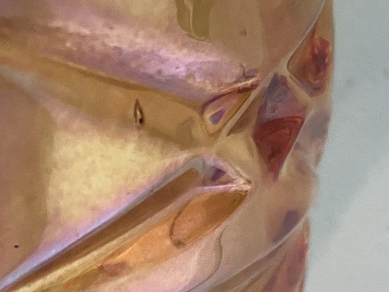 Rare Sowerby Marigold Carnival Glass Art deco Boat shaped dish in metal No. 2480 Carousel 15