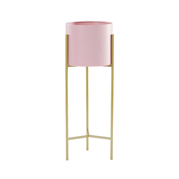 SOGA 2 Layer 42cm Gold Metal Plant Stand with Pink Flower Pot Holder Corner S... Carousel 1