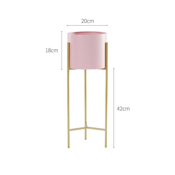 SOGA 2 Layer 42cm Gold Metal Plant Stand with Pink Flower Pot Holder Corner S... Carousel 2