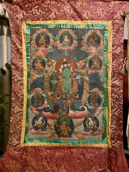 Large antique Green Tara thangka Carousel 1
