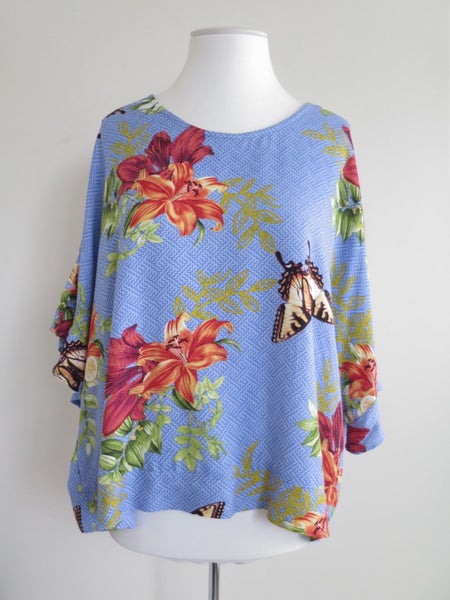 BITTERMOON (NZ) *Designer Lolita Butterfly Florals Oversized Viscose Top* 14 NEW Carousel 2