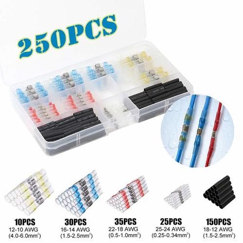 250pcs Solder Seal Sleeve Heat Shrink Butt Wire Connectors Terminals Carousel 2