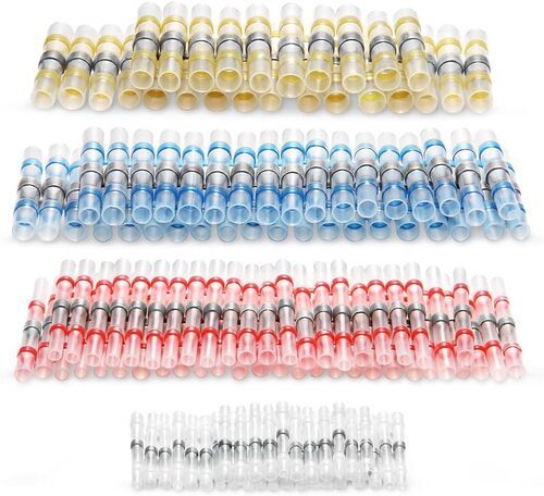 250pcs Solder Seal Sleeve Heat Shrink Butt Wire Connectors Terminals Carousel 10