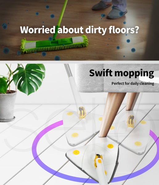 Cleanflo Spin Cleaning Mop 360° Rotatable Adjustable Multifunctional 5Pads White Carousel 2