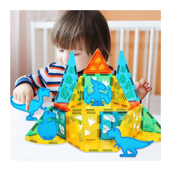 Dinosour Kids Magnetic Tiles Blocks 100Pcs Carousel 8