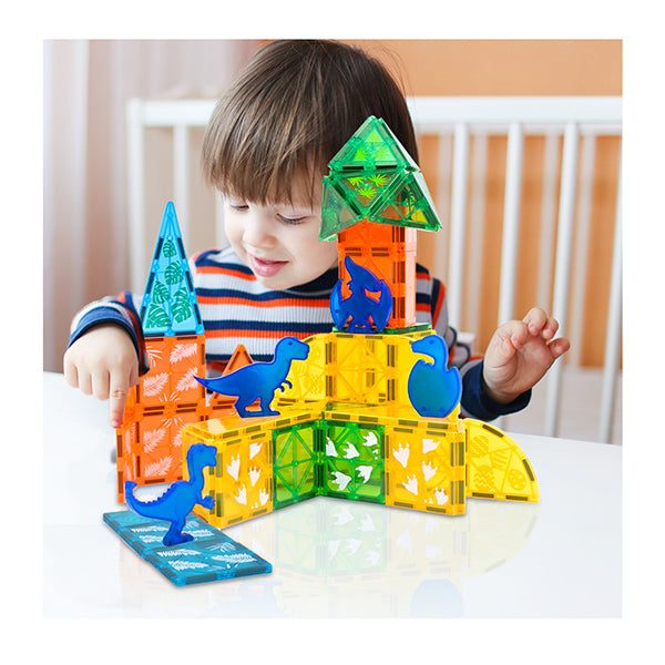 Dinosour Kids Magnetic Tiles Blocks 60Pcs Carousel 8
