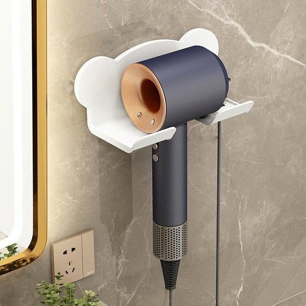 Wall Mounted Holder For Dyson Hair Dryer Bathroom Storage Rack Simple White Bat Carousel 1