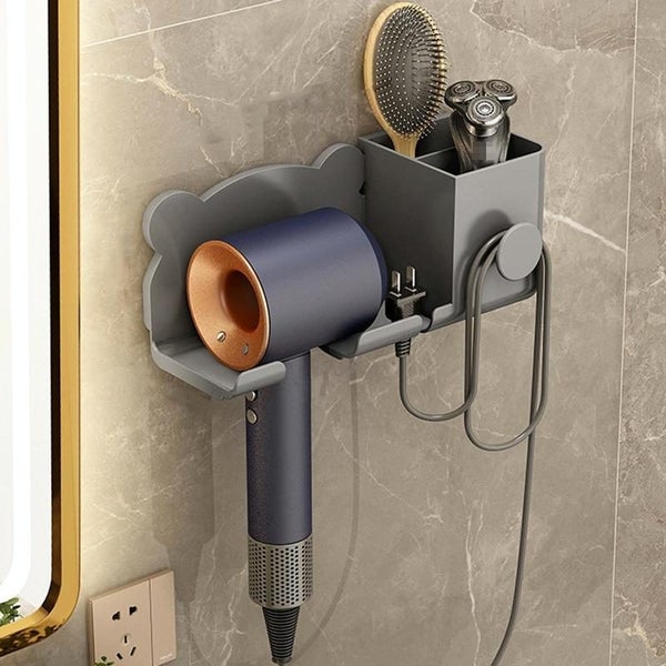 Wall Mounted Holder For Dyson Hair Dryer Bathroom Storage Rack Simple Black Upg Carousel 1